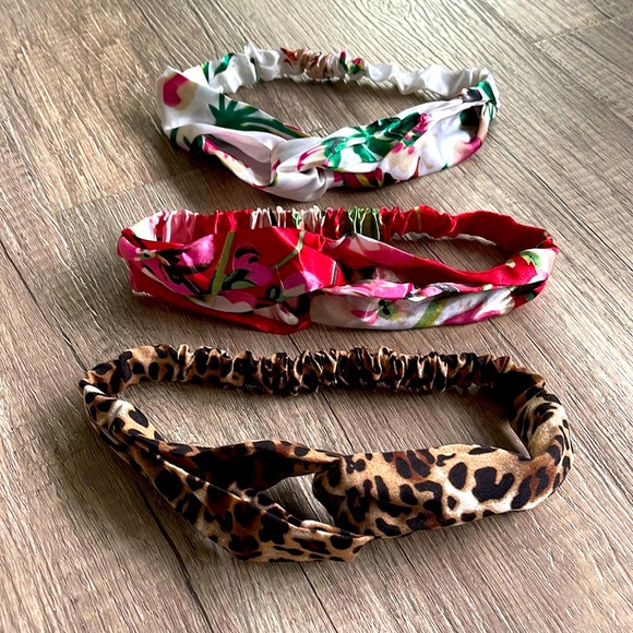 Accessories - Set of 3 Floral Leopard Elastic Headbands